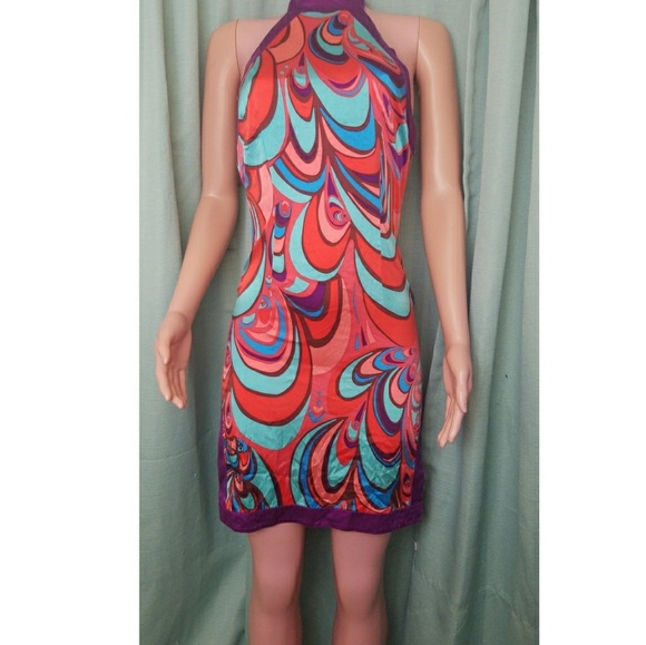 Marciano Size Small 100% Silk Retro Halter Dress - Picture 2 of 5